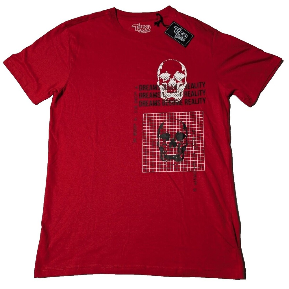 TACO‎ TUESDAY DREAMS BECOME REALITY Men Medium Red Skull Embellished T-Shirt